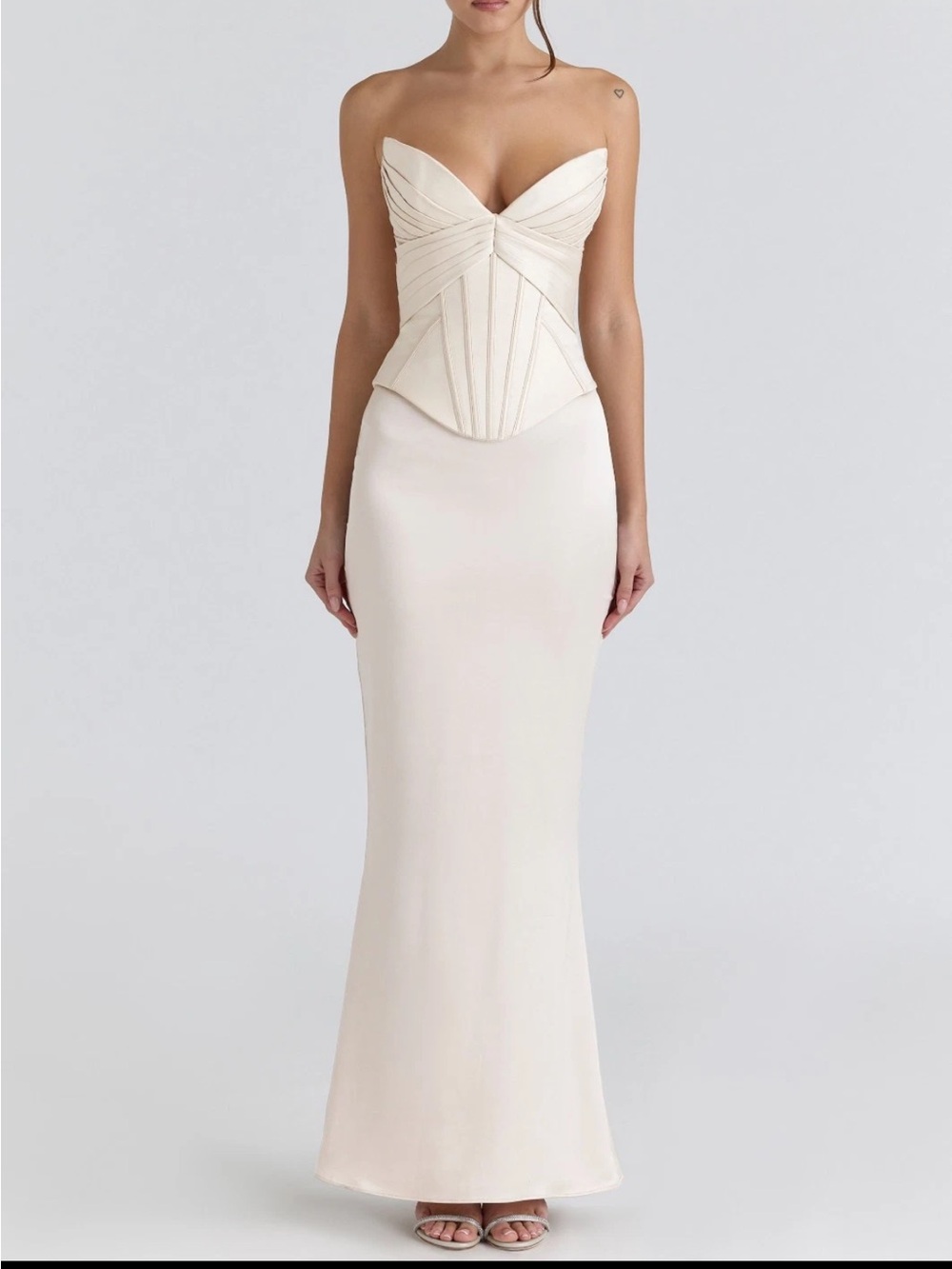 House of CB Eve ivory satin Corset Maxi Gown